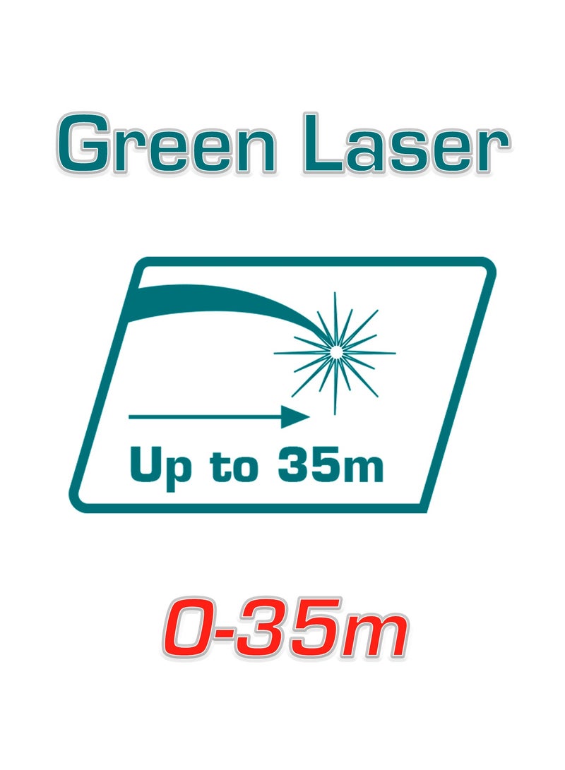 TOTAL Green Self-Leveling Line Laser Level, 35m (115ft) Range, Cross Line Laser Tool with Magnetic Bracket & Storage Bag - TLL156601 - Image 3