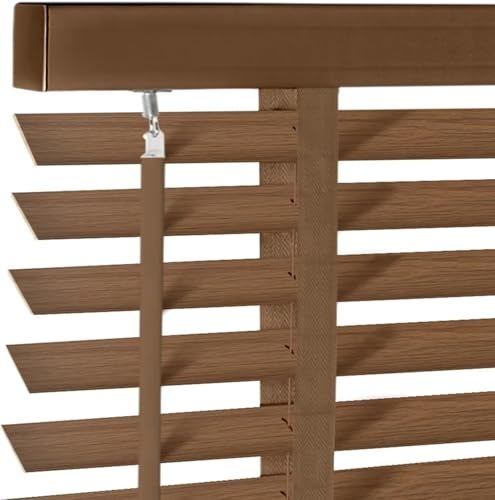 Soulitem 2 Cordless Solid Wood Blinds for Indoor Window215 W x 36 H Real Wooden Blackout Blinds Horizontal Shutters Easy to Install for Home Interior Windows Walnut - Image 1