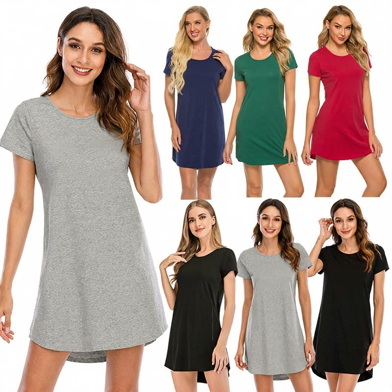 Sexy Casual Loungewear Set Short Skirt Print Pullover Round Neck Loose Homewear - Image 1