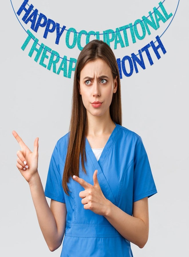 FOZEE OT Month Banner, Occupational Therapist Month Banner, Occupational Therapist Appreciation Party Decor, OT Month Party Decorations, Blue and Green Glitter - Image 4