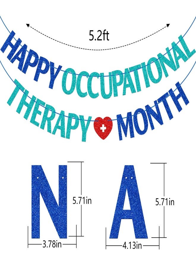 FOZEE OT Month Banner, Occupational Therapist Month Banner, Occupational Therapist Appreciation Party Decor, OT Month Party Decorations, Blue and Green Glitter - Image 2