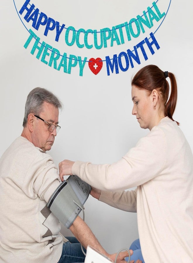 FOZEE OT Month Banner, Occupational Therapist Month Banner, Occupational Therapist Appreciation Party Decor, OT Month Party Decorations, Blue and Green Glitter - Image 5