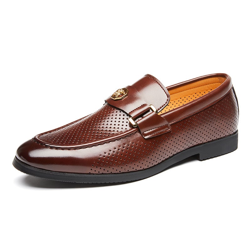 Men'S Shoes, Large Size Men'S Breathable Leather Shoes, Men'S Style Slip-On Loafers, Business Casual Shoes - Image 1
