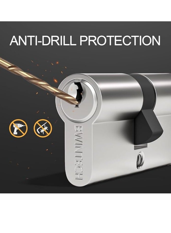 Midwest قفل أسطوانة يورو نيكل 70 مم (35T/35)، قفل باب، مقبض دوران بإصبع مع 3 مفاتيح قياسية، مضاد للفتح، مضاد للطرق، مضاد للحفر، أمان عالي للأبواب UPVC، الخشبية، المركبة - Image 2