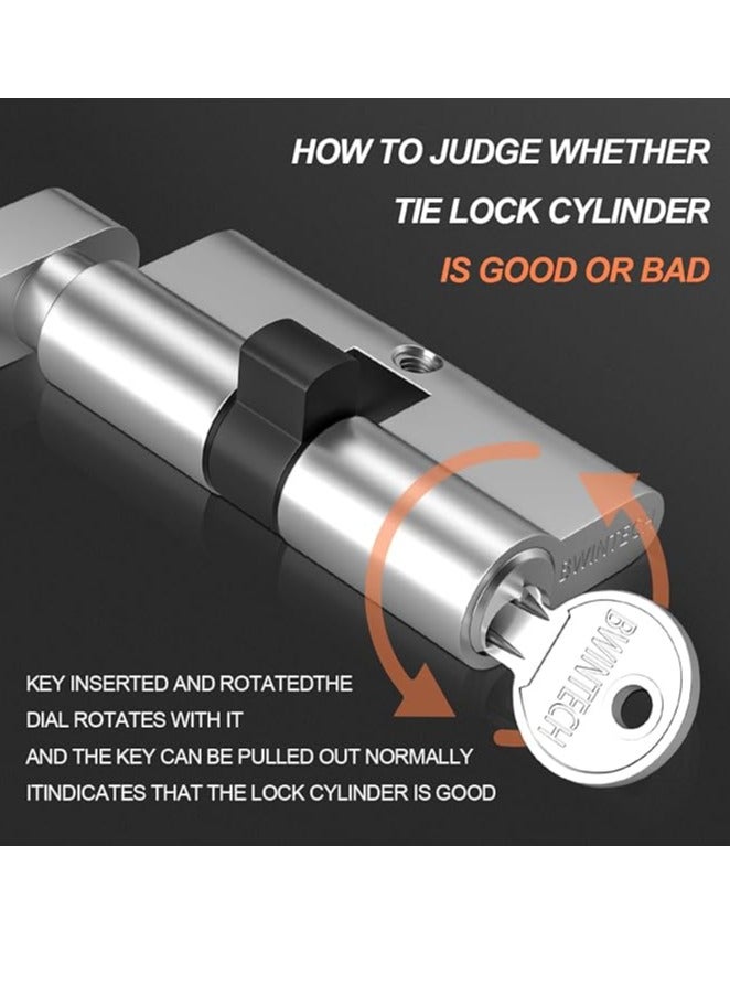 Midwest قفل أسطوانة يورو نيكل 70 مم (35T/35)، قفل باب، مقبض دوران بإصبع مع 3 مفاتيح قياسية، مضاد للفتح، مضاد للطرق، مضاد للحفر، أمان عالي للأبواب UPVC، الخشبية، المركبة - Image 3