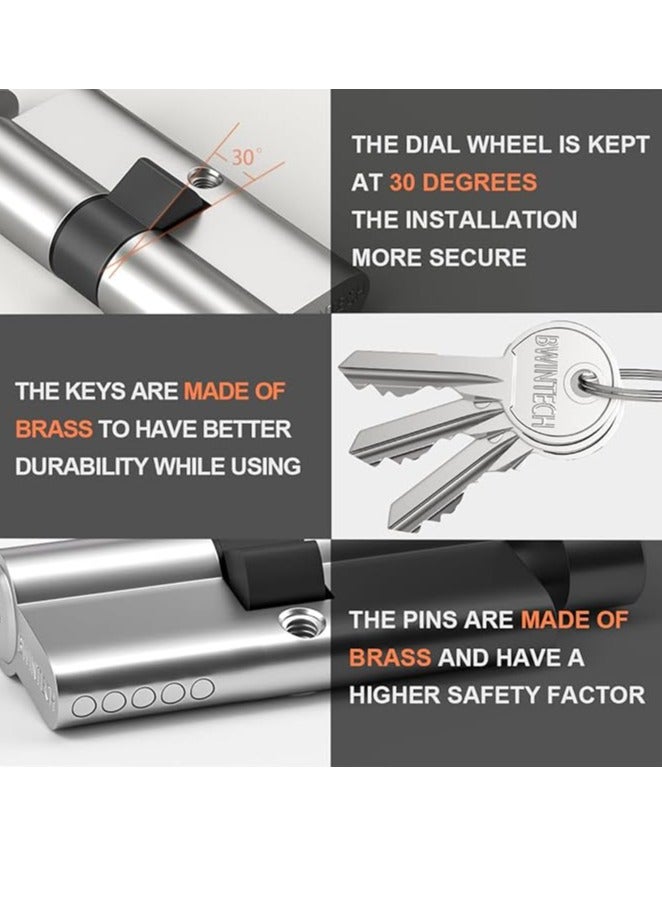 Midwest قفل أسطوانة يورو نيكل 70 مم (35T/35)، قفل باب، مقبض دوران بإصبع مع 3 مفاتيح قياسية، مضاد للفتح، مضاد للطرق، مضاد للحفر، أمان عالي للأبواب UPVC، الخشبية، المركبة - Image 4