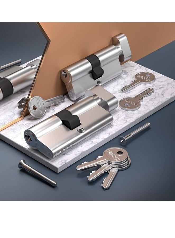Midwest قفل أسطوانة يورو نيكل 70 مم (35T/35)، قفل باب، مقبض دوران بإصبع مع 3 مفاتيح قياسية، مضاد للفتح، مضاد للطرق، مضاد للحفر، أمان عالي للأبواب UPVC، الخشبية، المركبة - Image 5