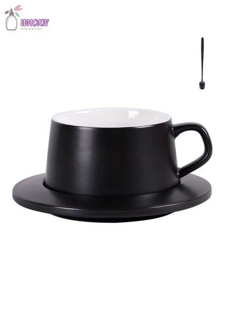Coffee Cup And Saucer Set With Spoon Ceramic Cup Espresso Cups with Saucers And Spoons 230Ml Capacity Porcelain Tea Set Latte Cups Cappuccino Cups Espresso Mug Black - pzsku/ZE373DFA5CBB5A8CE63EDZ/45/_/1726630778/7633f734-2483-4b58-b1ed-3eb4100d6d00