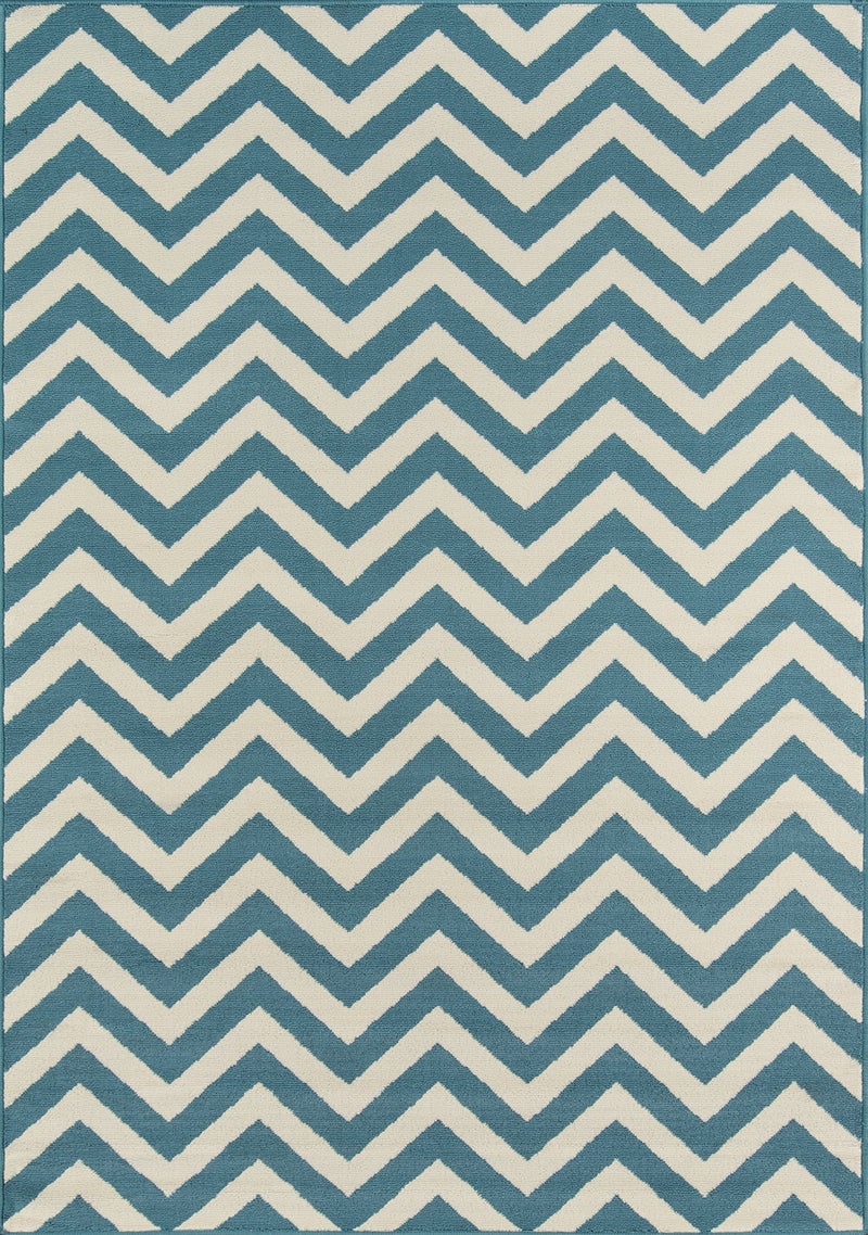 Momeni Rugs Baja Collection Contemporary Indoor Outdoor Area Rug Easy to Clean UV protected Fade Resistant 18 x 37 Blue
