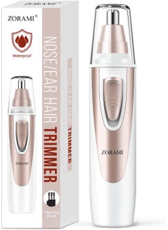 ZORAMI Ear and Nose Hair Trimmer Clipper  2025 Professional Painless Eyebrow  Facial Hair Trimmer for Men Women BatteryOperated Trimmer with IPX7 Waterproof Dual Edge Blades for Easy Cleansing Pink 