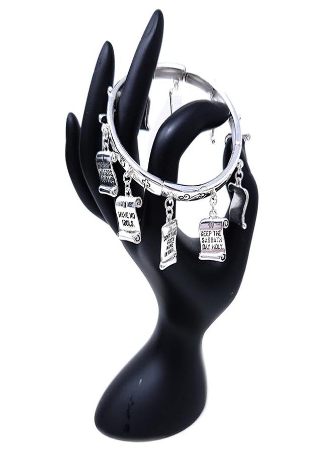 Emulily 10 Commandments Charms with Cross Pendant Stretch Bracelet Inspirational - Image 4