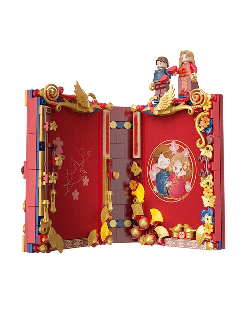 Red Photo Album Building Block Book Model Set Building Blocks Creative Diy Simulation Collection Building Assembly Toys Children Adult Home Furnishings - Image 1