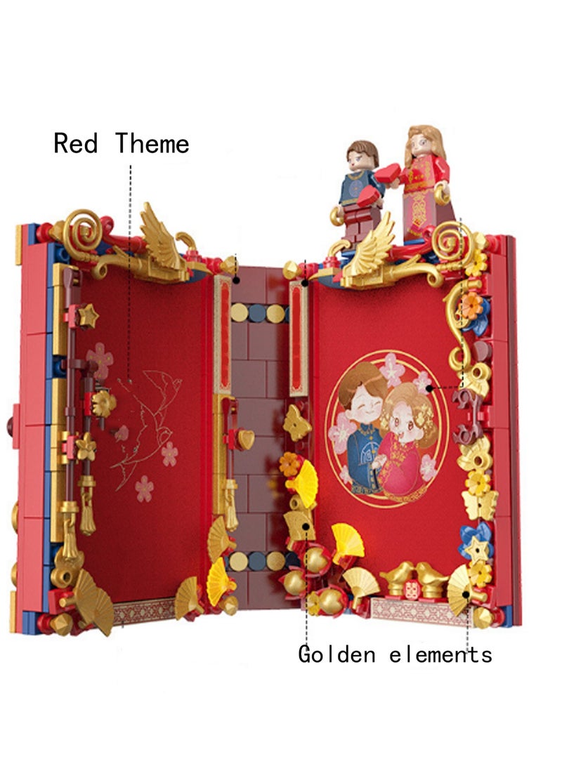 Red Photo Album Building Block Book Model Set Building Blocks Creative Diy Simulation Collection Building Assembly Toys Children Adult Home Furnishings - Image 3