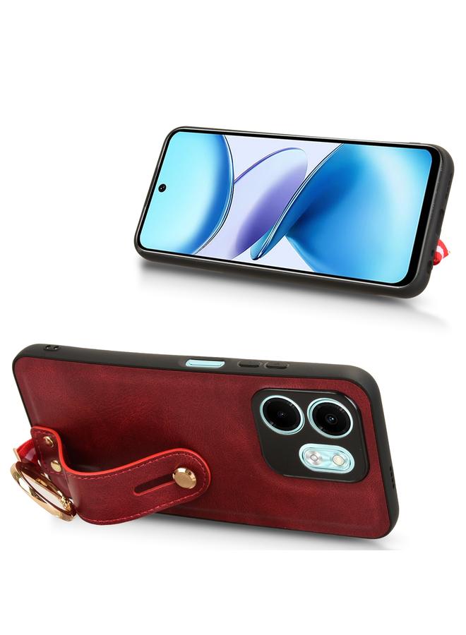 زبون جراب لهاتف Infinix HOT 50i X6531 مزود بسوار معصم وغطاء خلفي من الجلد - Image 3