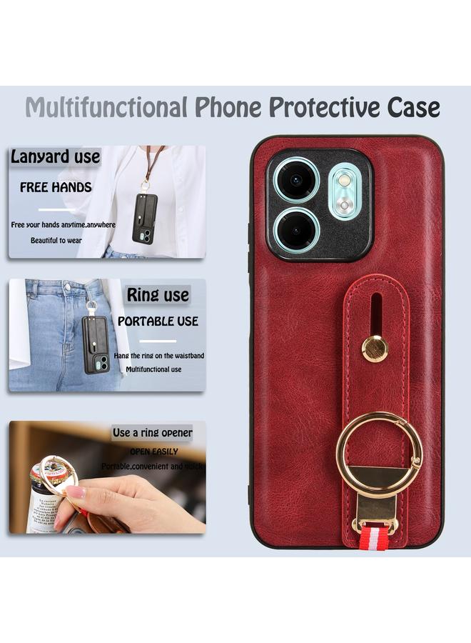 زبون جراب لهاتف Infinix HOT 50i X6531 مزود بسوار معصم وغطاء خلفي من الجلد - Image 5