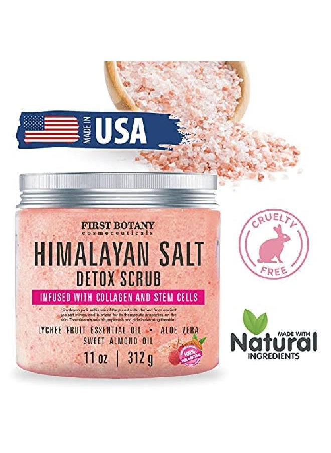 First Botany Himalayan Salt Body Scrub With Collagen And Stem Cells - Natural Exfoliating Salt Scrub & Body And Face Souffle Helps With Moisturizing Skin, Acne, Cellulite, Dead Skin Scars, Wrinkles (11 Oz)  - Image 3