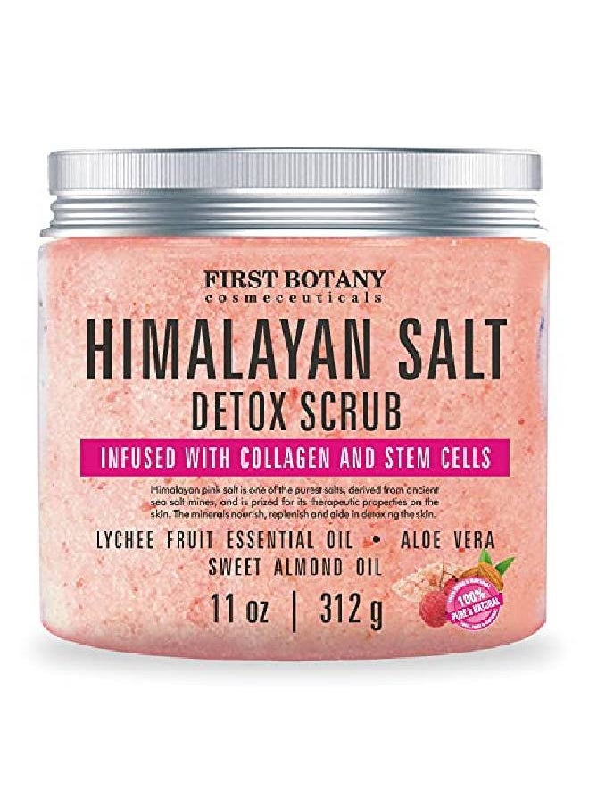 First Botany Himalayan Salt Body Scrub With Collagen And Stem Cells - Natural Exfoliating Salt Scrub & Body And Face Souffle Helps With Moisturizing Skin, Acne, Cellulite, Dead Skin Scars, Wrinkles (11 Oz)  - Image 1