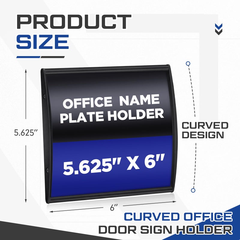 Yaocom Set of 5 Curved Name Plate Holder for Doors 5.625" x 6" Wall Mount Office Business Door Sign Holder Aluminum Sign Frame with Adhesive Tape Plastic Film for Office Business Display, Silver - Image 3