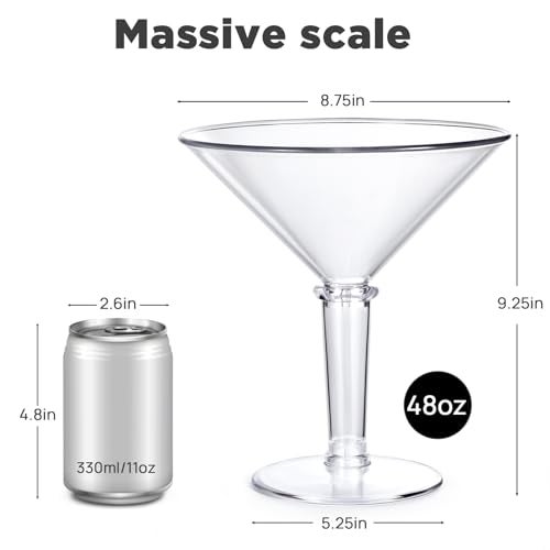 SAIAOKJ 48oz Giant Martini Glass Plastic Large Martini Glasses For Centerpieces Perfect For Martini Party Decorations Gifts & A Tini Bit Older Birthday(1pcs-GOLD) - Image 3