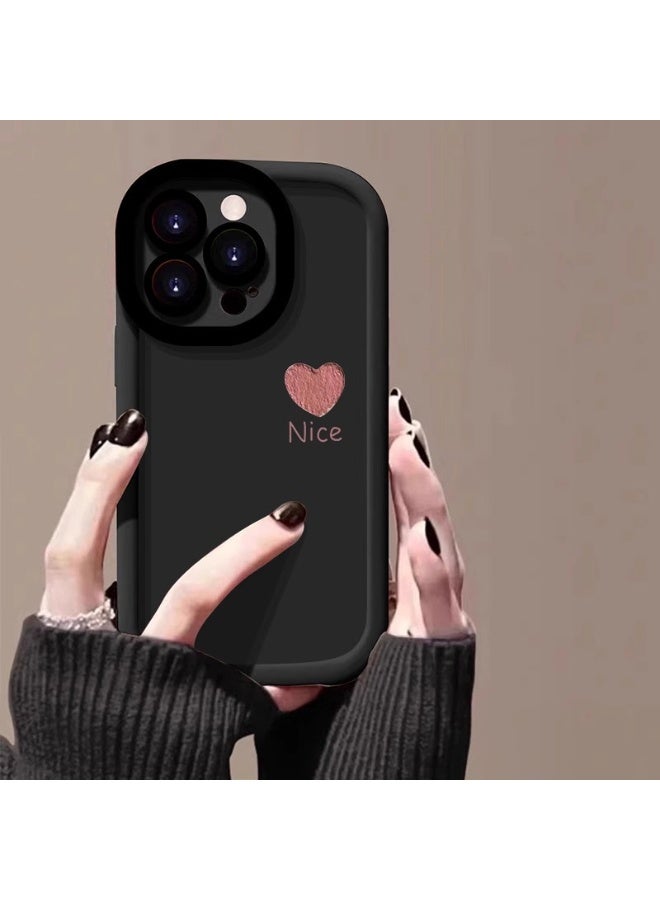 NIBEMINENT Little Heart Protective TPU Case Cover For iPhone 16 Pro, Black