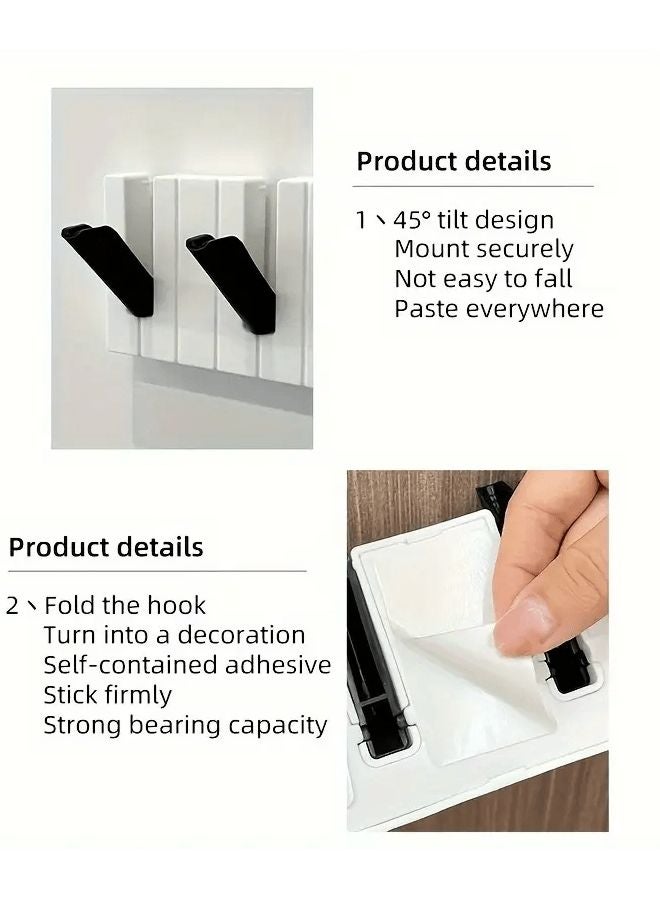 Black And White Wall Mounted Piano Keyboard Hook Rack For Coat Hat Bag Umbrella - Image 5