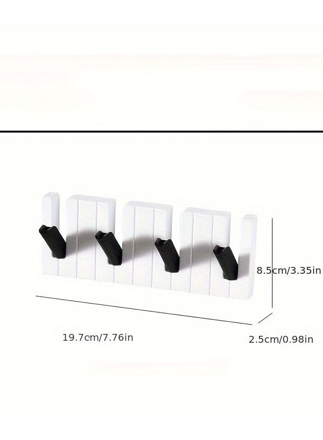 Black And White Wall Mounted Piano Keyboard Hook Rack For Coat Hat Bag Umbrella - Image 3