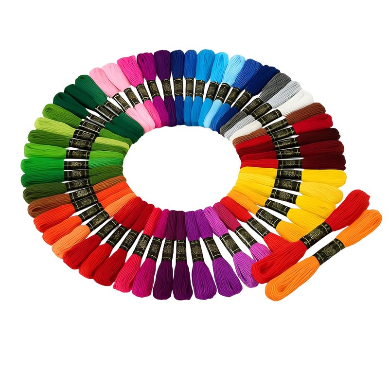 GEMSY طقم خيوط تطريز 50 قطعة بألوان متعددة - خيوط قطنية ممتازة للتطريز المتقاطع، أساور الصداقة، الحرف اليدوية، التطريز اليدوي، صنع الأساور - ألوان قوس قزح الزاهية - Image 1