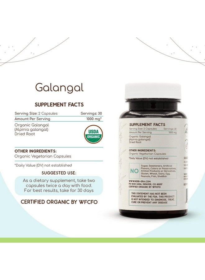 HerbEra Galangal 60 Capsules, 500 mg, USDA Organic Galangal (Alpinia Galangal) Dried Root (60 Capsules) - Image 4
