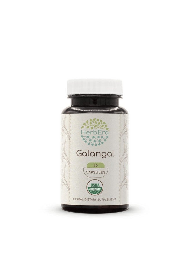 HerbEra Galangal 60 Capsules, 500 mg, USDA Organic Galangal (Alpinia Galangal) Dried Root (60 Capsules) - Image 1