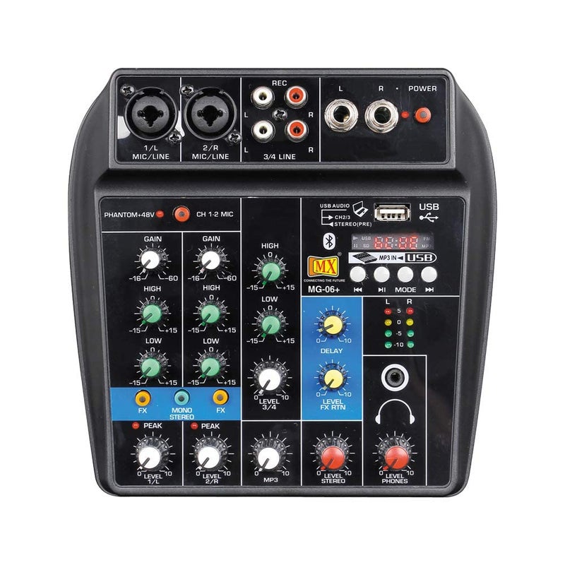 MX Mixer 4 Channel Audio Basic Sound Mixing Console with Bluetooth USB 48V Phantom Power.perent (4 channel mixer With Recording) - Image 4