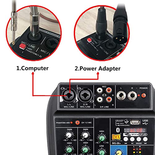 MX Mixer 4 Channel Audio Basic Sound Mixing Console with Bluetooth USB 48V Phantom Power.perent (4 channel mixer With Recording) - Image 3