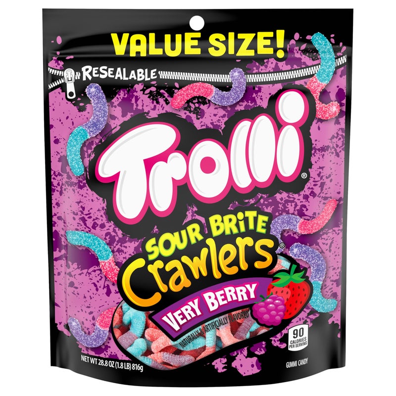 Trolli Sour Brite Crawlers Very Berry Sour Gummy Worms 288 Ounce Resealable Bag - Image 3