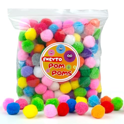 FKEYTO 200 Pieces Pom Poms, 1 Inch Craft Pom Poms, Fuzzy Pompom Puff Balls for DIY Arts, Crafts Projects, Home Decorations (Multi-Colored) - Image 1