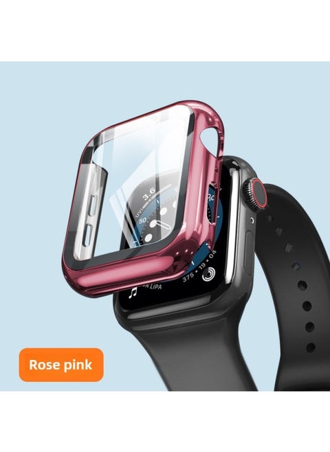 For Apple Watch Iwatch8 Tempered Film Apple Watch567 Protective Shell 2/3/4 One-in-One Full Film-Color:Plating One Shell ]-Dimensions:watch4/5/6/SE【44mm】