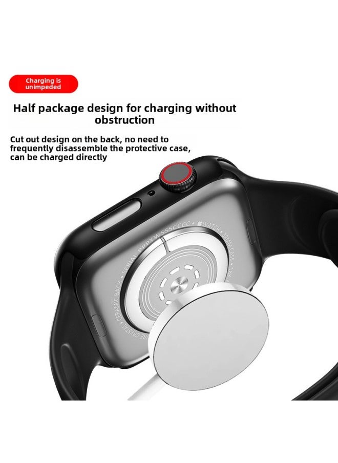 For Apple Watch Iwatch8 Tempered Film Apple Watch567 Protective Shell 2/3/4 One-in-One Full Film-Color:Plating One Shell ]-Dimensions:watch4/5/6/SE【44mm】