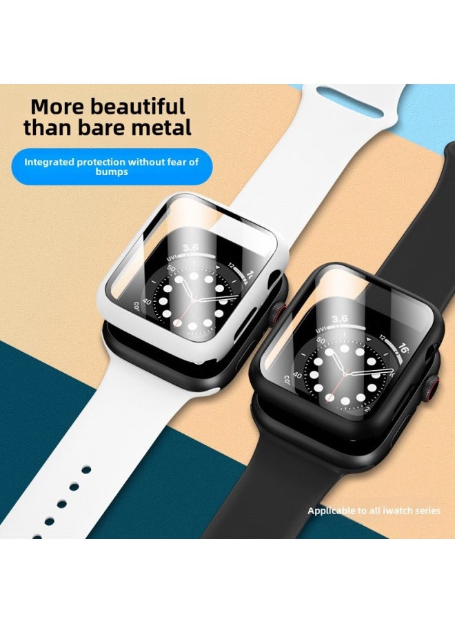 For Apple Watch Iwatch8 Tempered Film Apple Watch567 Protective Shell 2/3/4 One-in-One Full Film-Color:Plating One Shell ]-Dimensions:watch4/5/6/SE【44mm】