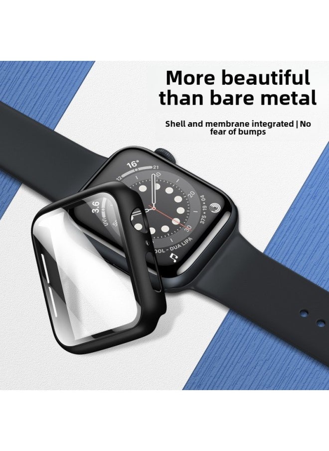 For Apple Watch Iwatch8 Tempered Film Apple Watch567 Protective Shell 2/3/4 One-in-One Full Film-Color:Plating One Shell ]-Dimensions:watch4/5/6/SE【44mm】