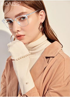 roaiss Blue Light Blocking Glasses Blue Light Filter Computer Reading Gaming TV Phones Browline Eyeglasses Fashion Anti Eyestrain Headache Eyewear for Men Women Transparent 52mm  - Image 2