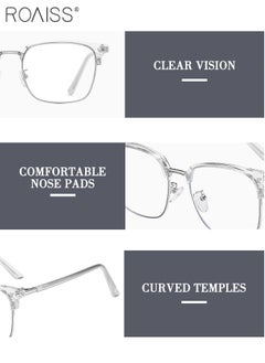 roaiss Blue Light Blocking Glasses Blue Light Filter Computer Reading Gaming TV Phones Browline Eyeglasses Fashion Anti Eyestrain Headache Eyewear for Men Women Transparent 52mm  - Image 5