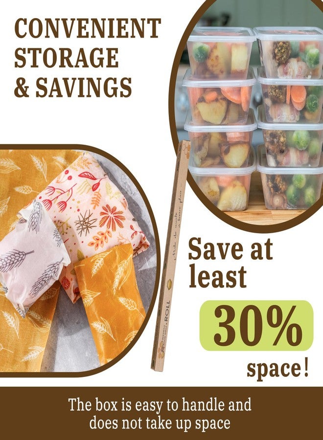 Moukeren 3 Rolls Reusable Beeswax Wrap Roll Bees Wrap "13 x 40" Beeswax Wraps for Food Beeswax Paper Wrappers Cotton Bread Sandwich Wrapper for Kitchen Storage Gifts, 3 Styles(Classic) - Image 5