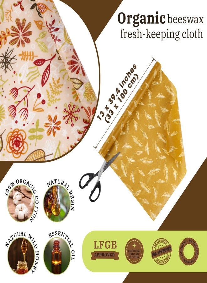 Moukeren 3 Rolls Reusable Beeswax Wrap Roll Bees Wrap "13 x 40" Beeswax Wraps for Food Beeswax Paper Wrappers Cotton Bread Sandwich Wrapper for Kitchen Storage Gifts, 3 Styles(Classic) - Image 2