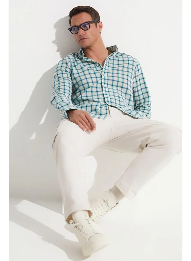 JUNE June Exclusive Men Regular Fit Long Sleeve Checked Shirt Green