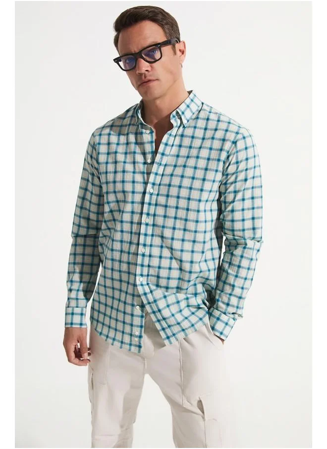 JUNE June Exclusive Men Regular Fit Long Sleeve Checked Shirt Green