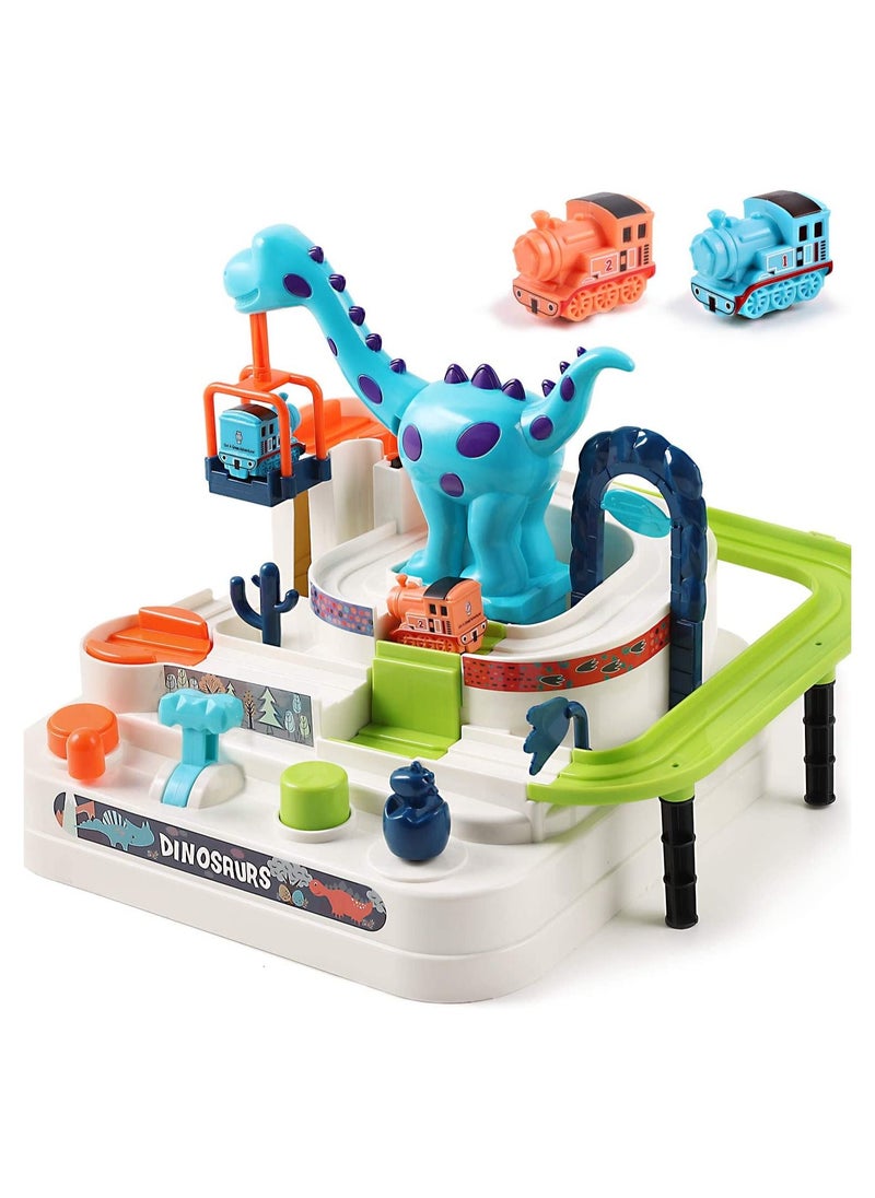 YelaJoy Kids Train Race Track Play Set, Toddler Dinosaur Ramp Vehicle Toys, Car Adventure Indoor Game, Educational Learning Birthday Gift for Age 3 4 5 6 7 Year Old Boys Girls Children Preschool  - Image 1