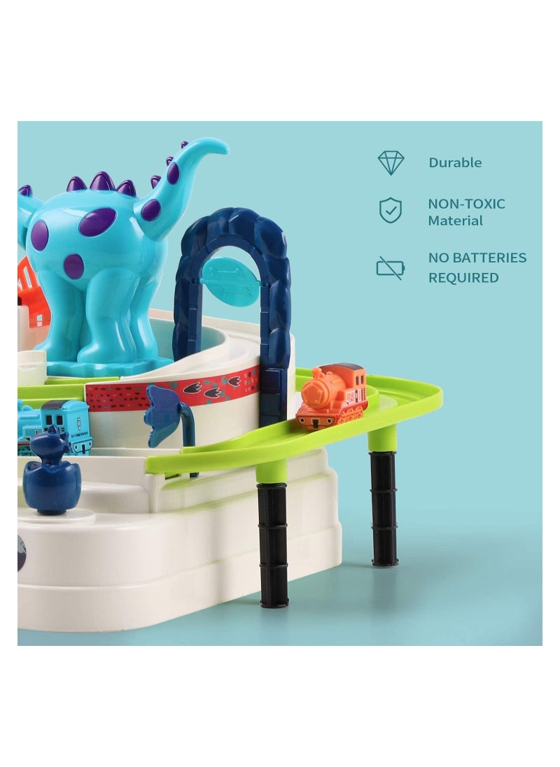 YelaJoy Kids Train Race Track Play Set, Toddler Dinosaur Ramp Vehicle Toys, Car Adventure Indoor Game, Educational Learning Birthday Gift for Age 3 4 5 6 7 Year Old Boys Girls Children Preschool  - Image 3