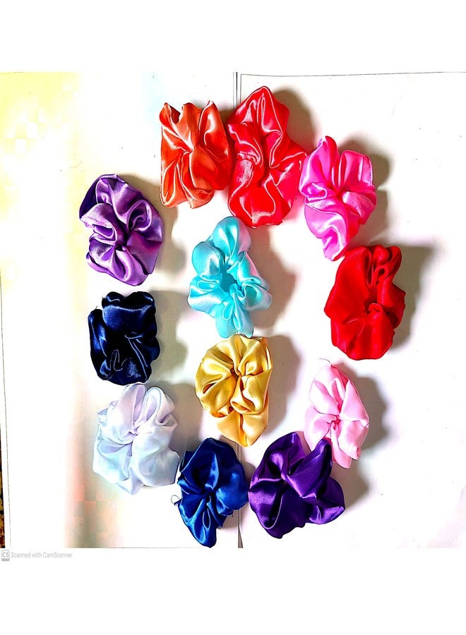 DLK Satin Fabric Scrunchies For Women And Girls, Ponytails Holders Multicolor Scrunchies For Hair Ties, 20 Pieces - Image 3