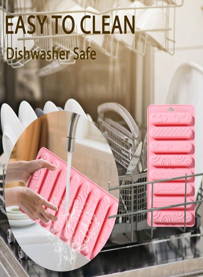 Vrthske 8-Cavity Long Strips Chocolate Silicone Molds, Pink Color Cookie Molds for Chocolates, Candies, Cookies, Jellies, Cheese Bars, Set of 2 (Pink) - Image 3