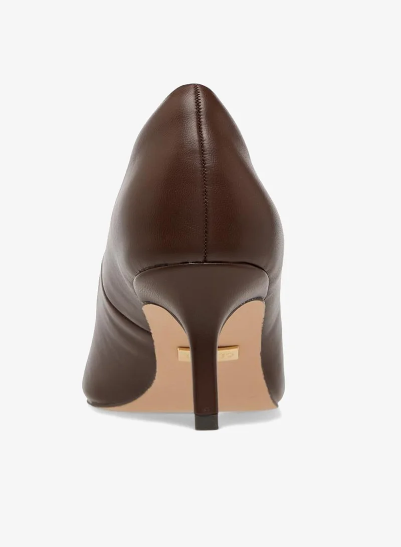 Celeste Women'S Metal Accent Pointed Toe Pumps With Kitten Heels