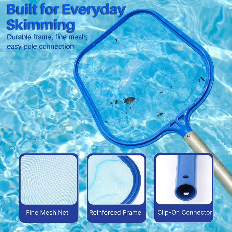 Flexzion Swimming Pool Cleaner Professional Pool Spa Leaf Skimmer Net Fine Mesh Rake Catcher Cleaning Supplies Replacement Accessories for Above Ground Pool Hot Tub Small Pond Fountain - Image 5