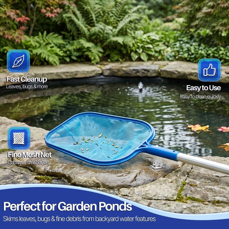 Flexzion Swimming Pool Cleaner Professional Pool Spa Leaf Skimmer Net Fine Mesh Rake Catcher Cleaning Supplies Replacement Accessories for Above Ground Pool Hot Tub Small Pond Fountain - Image 3